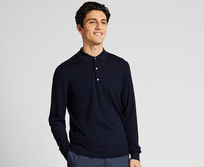 Extra fine merino polo shirts at Uniqlo His Knibs