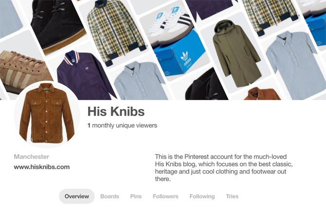 His Knibs now on Pinterest