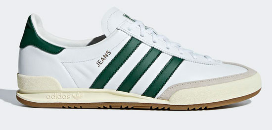 Adidas Jeans trainers reissue in white and green leather
