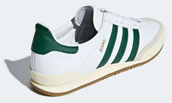 Adidas Jeans trainers reissue in white and green leather