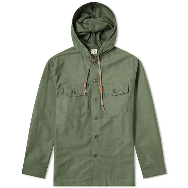 Hooded shirt jacket by Orslow