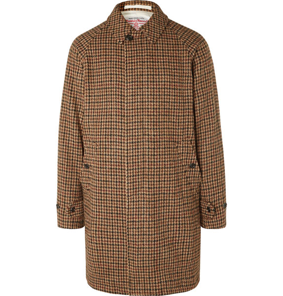 Beams Plus Harris Tweed houndstooth wool overcoat