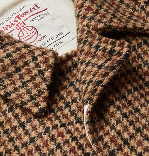 Beams Plus Harris Tweed houndstooth wool overcoat