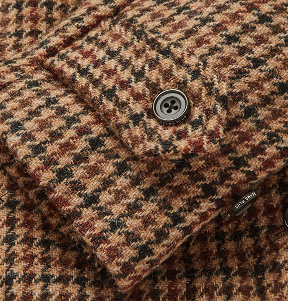 Beams Plus Harris Tweed houndstooth wool overcoat