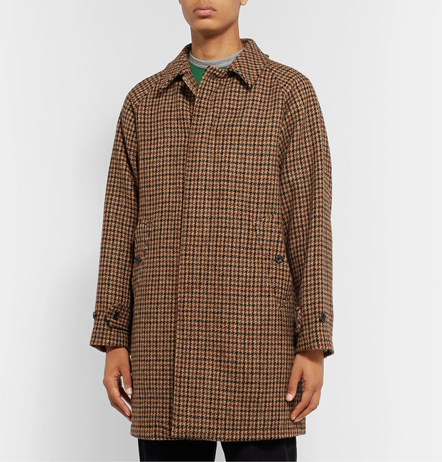 Beams Plus Harris Tweed houndstooth wool overcoat