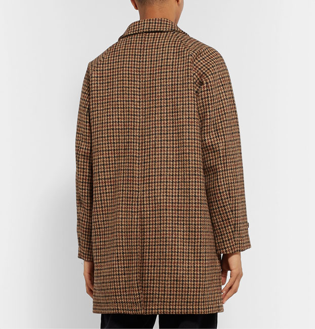 Beams Plus Harris Tweed houndstooth wool overcoat