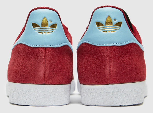 Adidas Gazelle trainers in claret and blue now available
