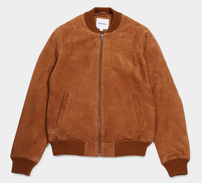 7. Tan suede bomber jacket by The Idle Man