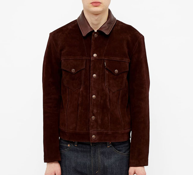 levis vintage suede trucker jacket