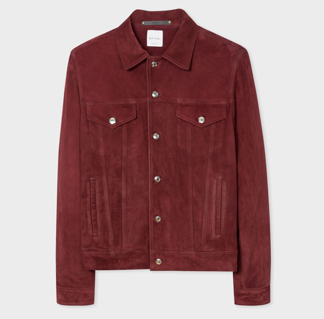 2. Burgundy suede trucker jacket by Paul Smith