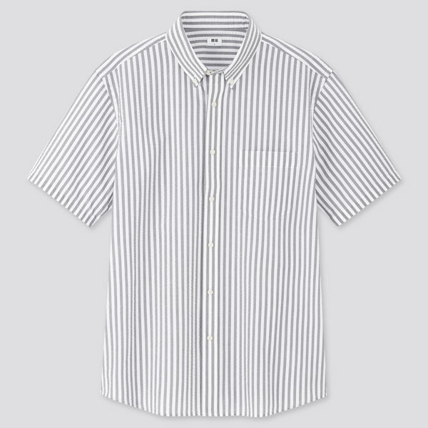 Seersucker striped short-sleeved shirts