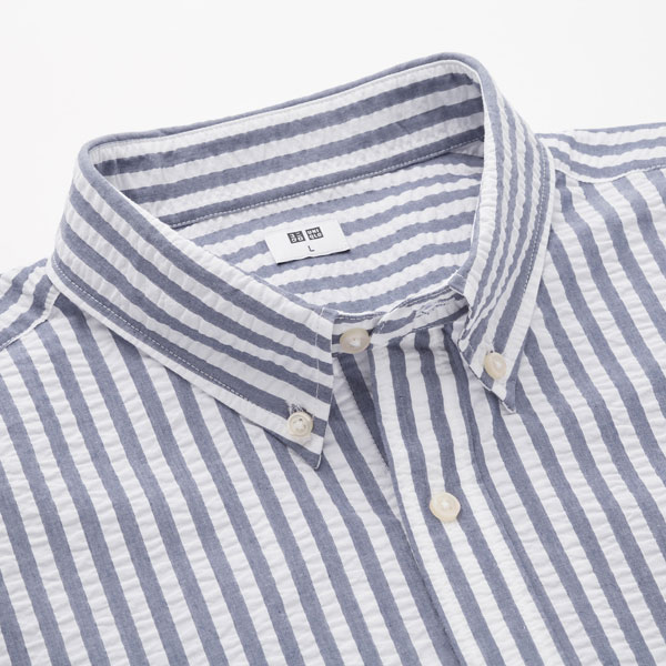 Seersucker striped short-sleeved shirts