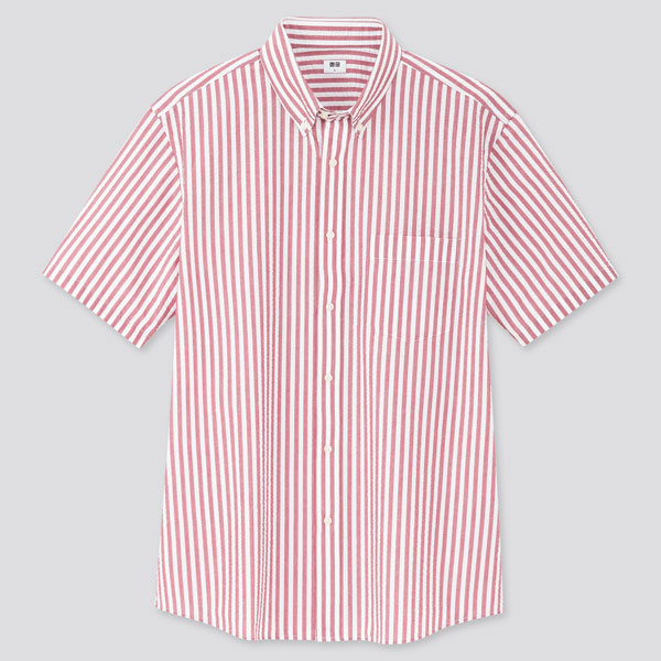 Seersucker striped short-sleeved shirts