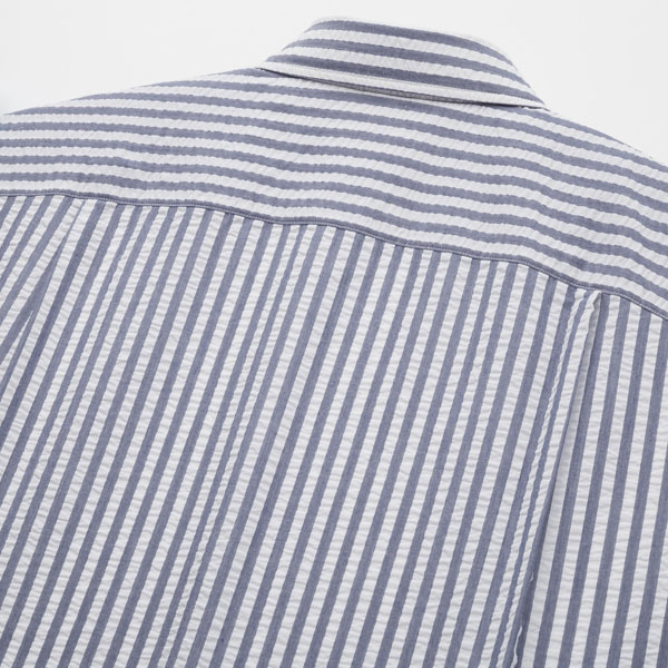 Seersucker striped short-sleeved shirts