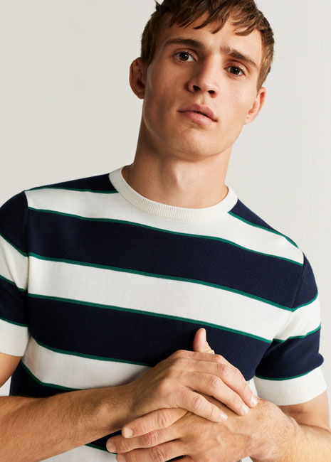 Vintage-style striped knitted t-shirt at Mango