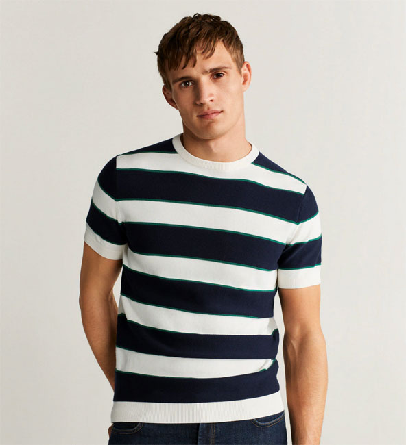 Vintage-style striped knitted t-shirt at Mango