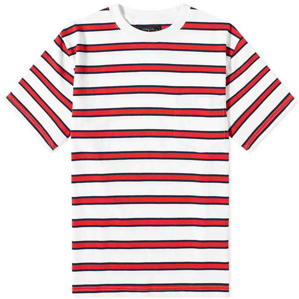 2. Beams Plus tricolour stripe t-shirt