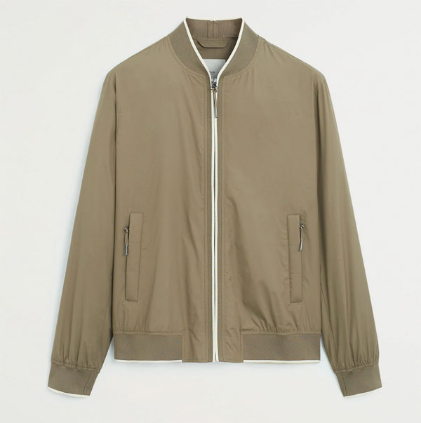 Budget fabric bomber jackets at Mango