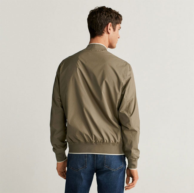 Budget fabric bomber jackets at Mango