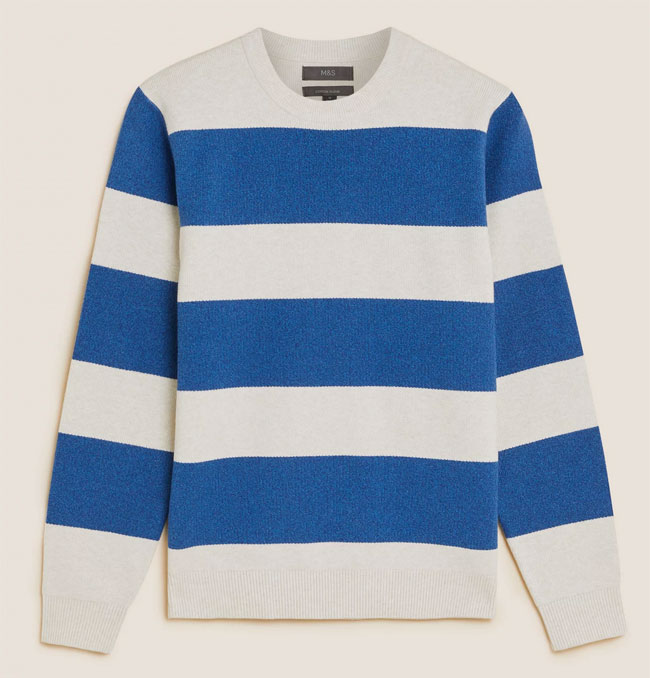 Classic Striped Crew Neck Jumper at Marks & Spencer
