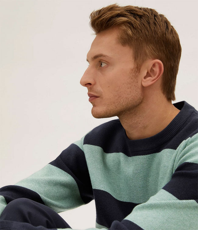 Classic Striped Crew Neck Jumper at Marks & Spencer