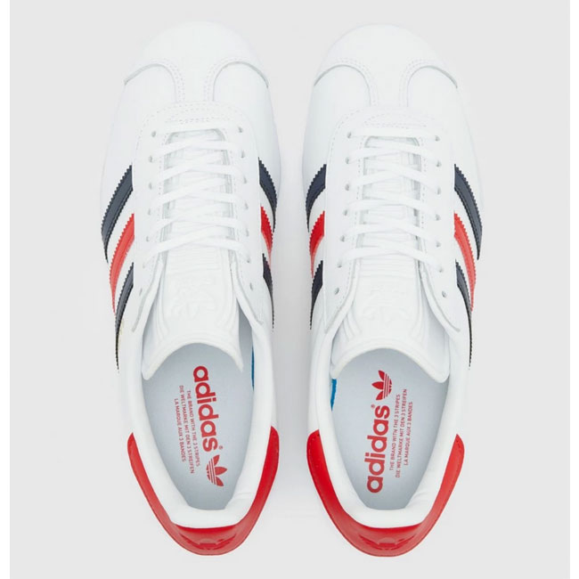 Inconsciente Arsenal Charlotte Bronte Adidas Gazelle trainers in white leather - His Knibs