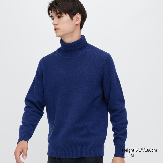 Budget lambswool turtleneck jumpers at Uniqlo