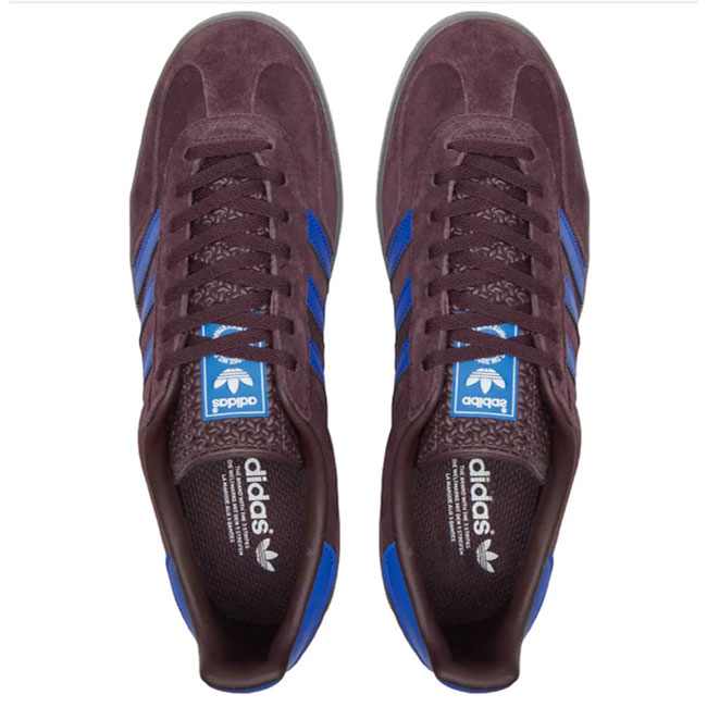 Adidas Gazelle Indoor trainers in maroon and blue