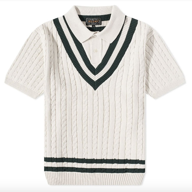End x Beams Plus cricket knit polo shirt