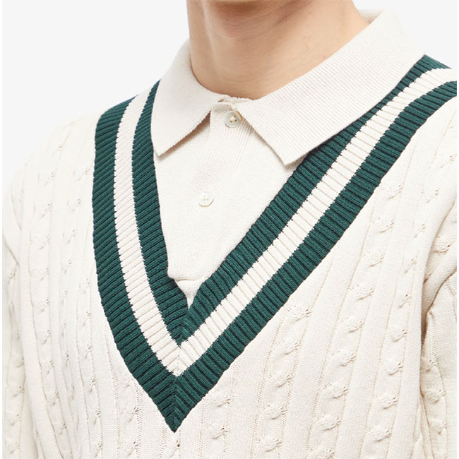 End x Beams Plus cricket knit polo shirt