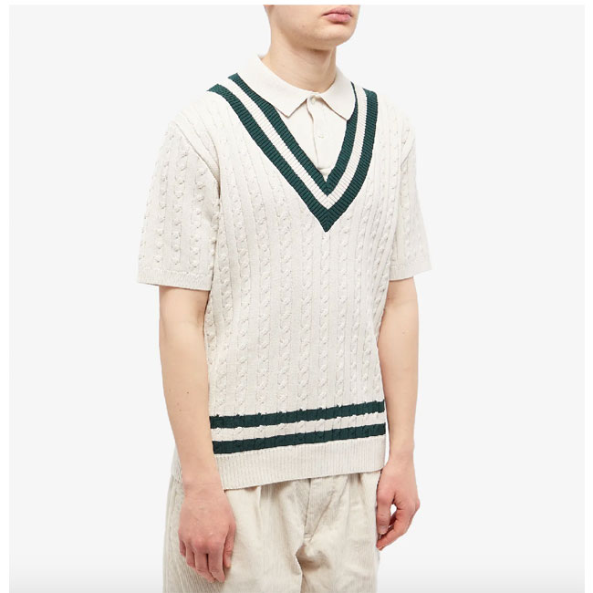 End x Beams Plus cricket knit polo shirt