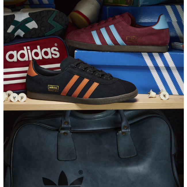 Claret and blue Adidas Originals Trimm Star returns