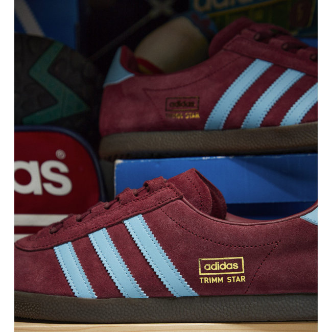 Claret and blue Adidas Originals Trimm Star returns