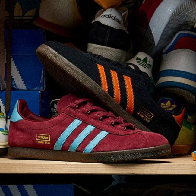 Claret and blue Adidas Originals Trimm Star returns