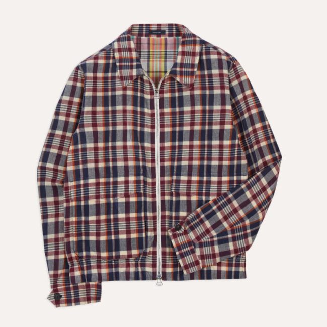 Drake's waxed madras cotton tennis blouson jacket