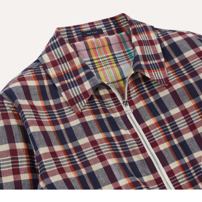 Drake's waxed madras cotton tennis blouson jacket